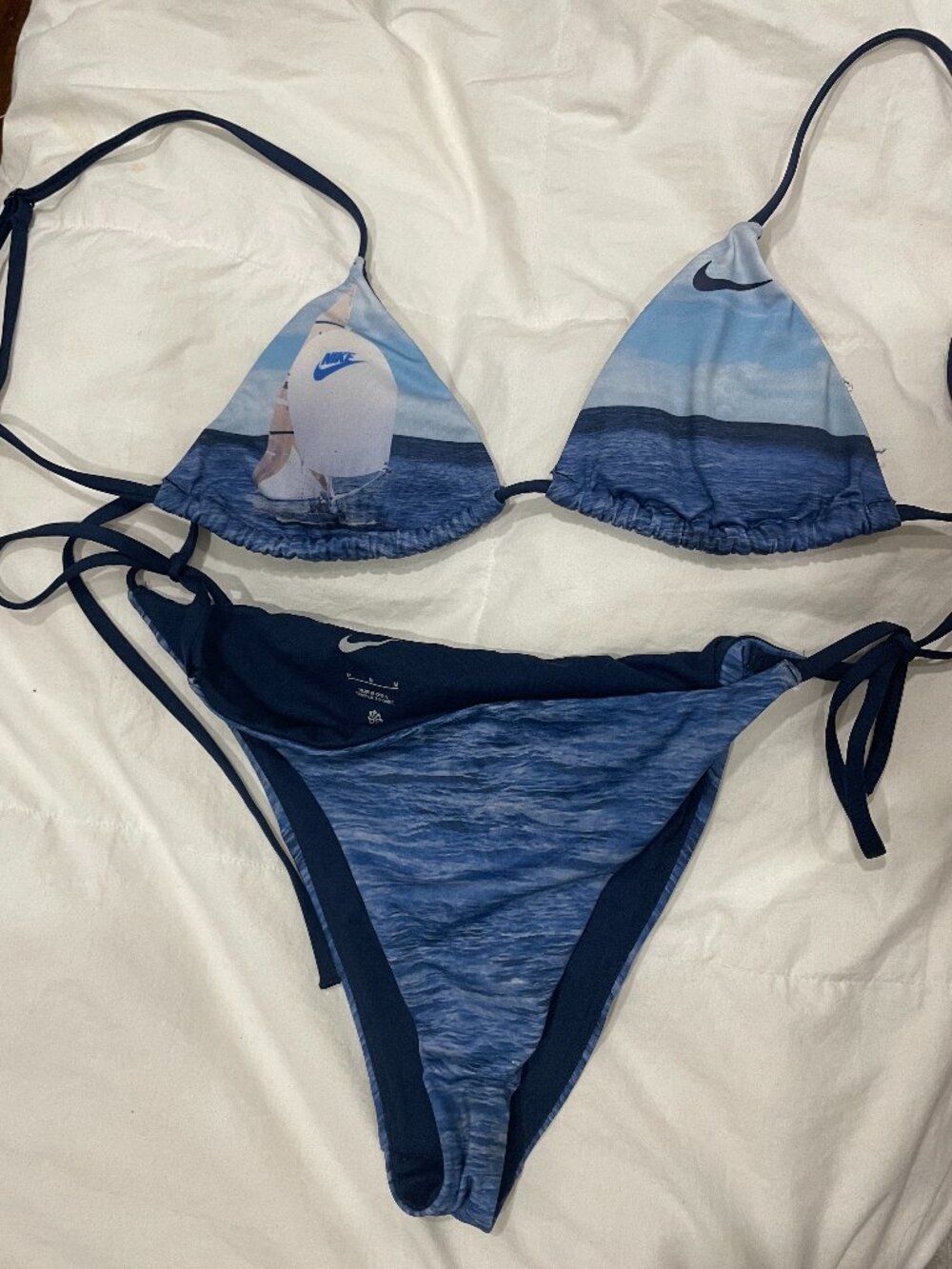 Nike Swim Bikini set with Sailboat and Ocean Design Size S Top and M Bottom